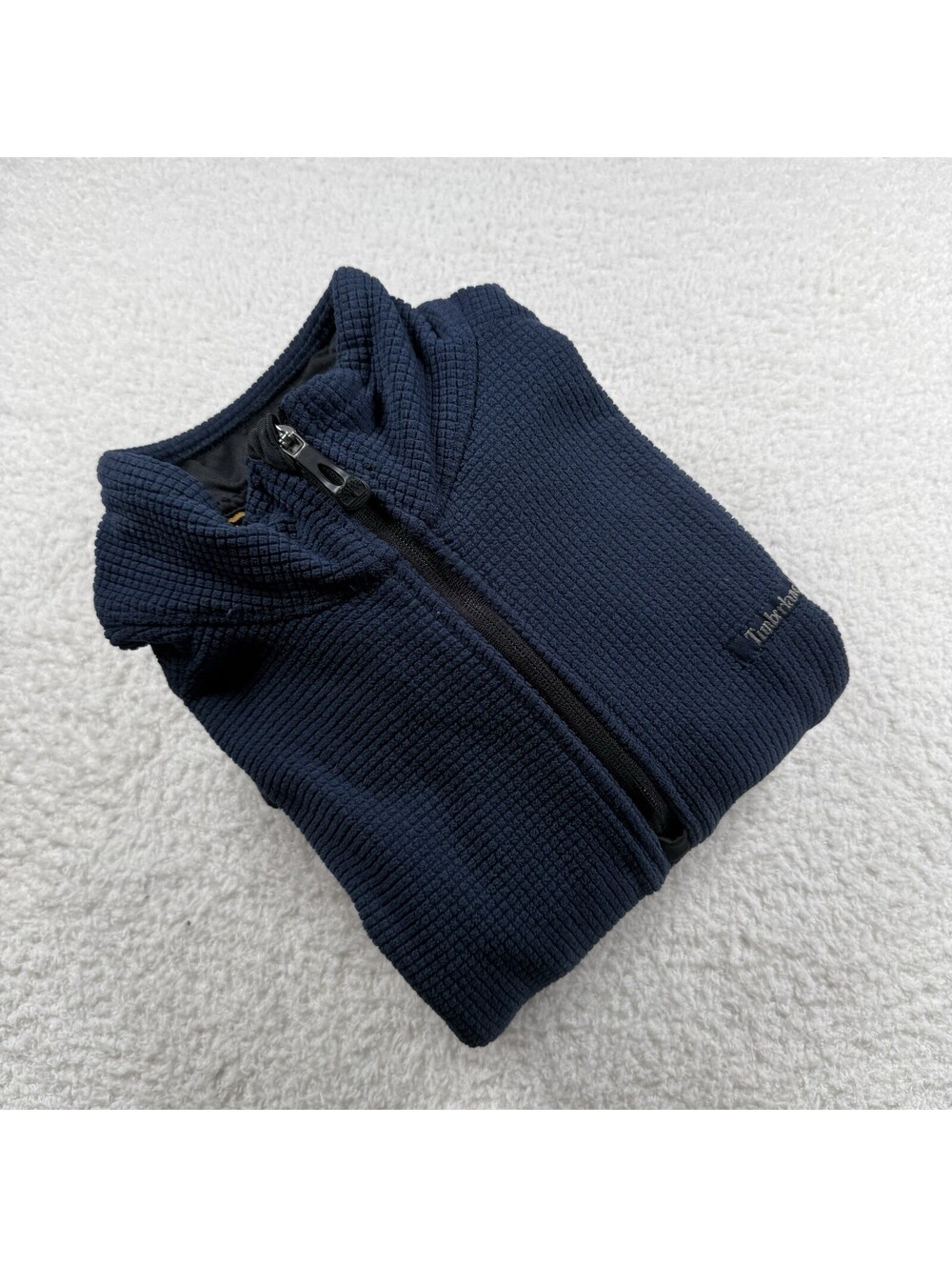 Timberland Men’s Large Navy Blue Waffle Fleece Quarter Zip Pullover Outdoor